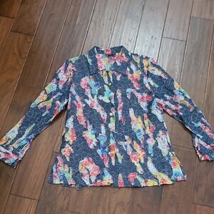 Morgan Cole Colorful Shacket with Denim & Embroidery size Medium